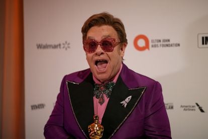 Elton John, en una fiesta porsterior a los Oscar de 2020.