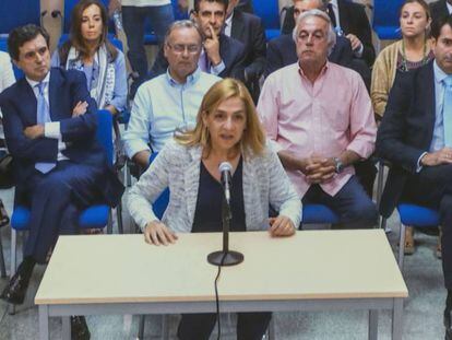 La infanta Cristina de Borbón durante el turno de última palabra en el juicio del caso Nóos