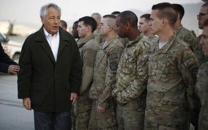 El secretario de Defensa de Estados Unidos, Chuck Hagel, durante una visita reciente a Kabul, Afganistán.
