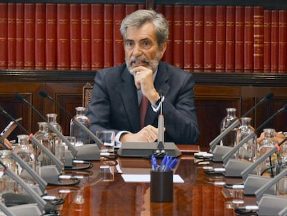 El presidente del Consejo General del Poder Judicial, Carlos Lesmes, durante el pleno del 8 de septiembre de 2022.