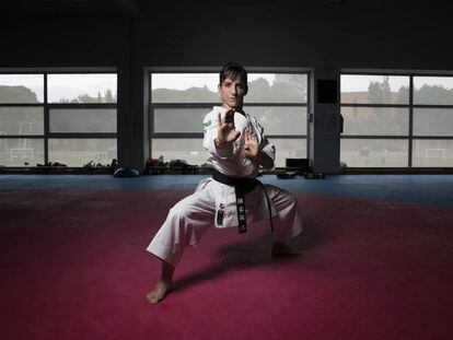 Sandra Sánchez, en la sala de karate del CAR de Madrid. 