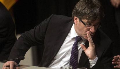 El presidente catal&aacute;n, Carles Puigdemont, el pasado lunes en el Palau de la Generalitat