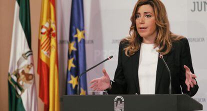 La presidenta de la Junta, Susana D&iacute;az, este martes en San Telmo. 