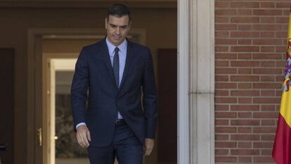 El presidente del Gobierno, Pedro Sánchez, en el Palacio de la Moncloa.