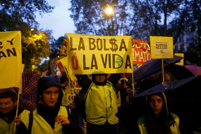 Manifestación contra el cambio climático celebrada en Madrid, este sábado.