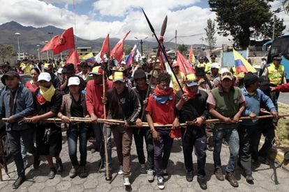 La protesta indígena en su marcha hacia Quito