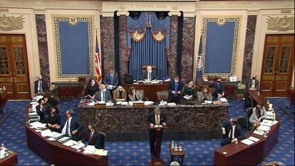 La sesión del juicio político a Donald Trump de este viernes, en el Capitolio.