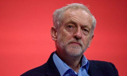 El l&iacute;der laborista brit&aacute;nico, Jeremy Corbyn, este lunes en Brighton.