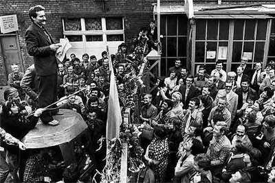 Lech Walesa, durante una huelga en los astilleros de Gdansk en agosto de 1980.