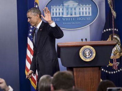 Obama finaliza la rueda de prensa, este viernes en la Casa Blanca. 