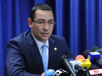 Victor Ponta speaks en el Consejo Europeo de Bruselas. 