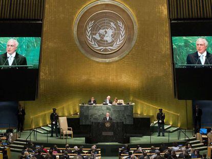 Michel Temer durante su discurso este martes en la ONU.