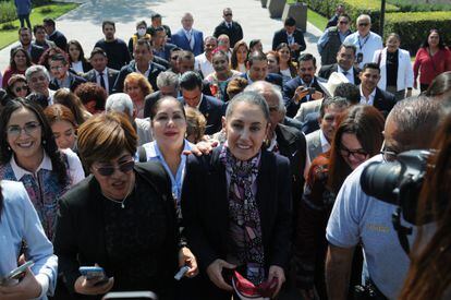 Claudia Sheinbaum, jefa de Gobierno de Ciudad de México, a su llegada la plenaria de Morena.