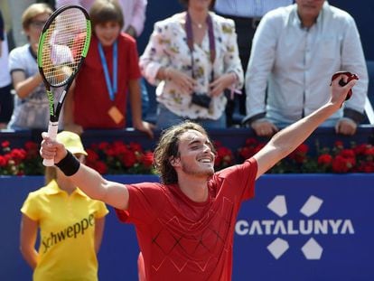 Tsitsipas celebra el pase a la final.