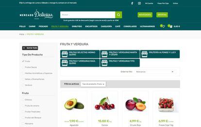 Pagina web del Mercado Delicias.