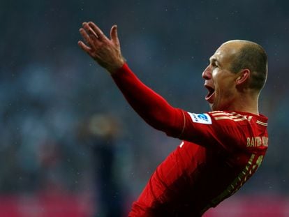 Arjen Robben celebra un gol con el Bayern.