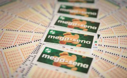 Cupones de la lotería Mega-Sena de Brasil.