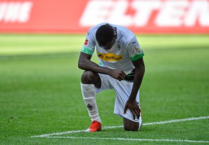 Marcus Thuram, tras marcar para el Borussia Moenchengladbach al Union Berlin.
