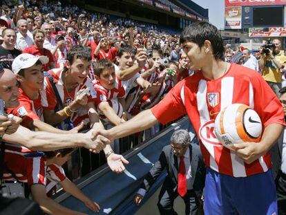 Agüero, en su presentación como jugador del Atlético.