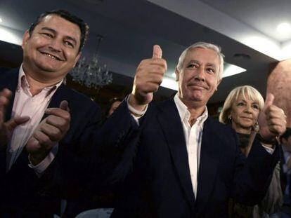 Antonio Sanz, a la izquierda, con Arenas y Teófila Martínez.