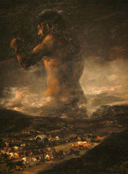 <i>El coloso,</i> obra del Museo del Prado atribuida a Goya durante décadas.