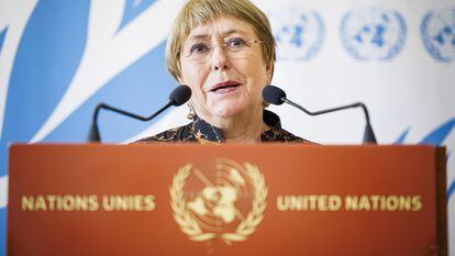 La Alta Comisionada de las Naciones Unidas para los Derechos Humanos, Michelle Bachelet, este miércoles en Ginebra.