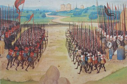 Miniatura del siglo XV que representa la batalla de Agincourt.
