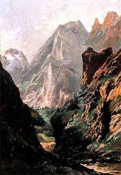 El cuadro <i>La canal de Mancorbo en los Picos de Europa</i>, pintado por Carlos de Haes en 1874 (colección particular).