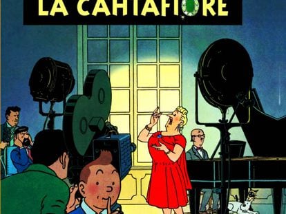 Reproducción de la portada de 'Las joyas de la Castafiore' en su versión en castúo.