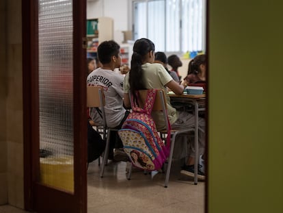 Un aula escolar catalana.