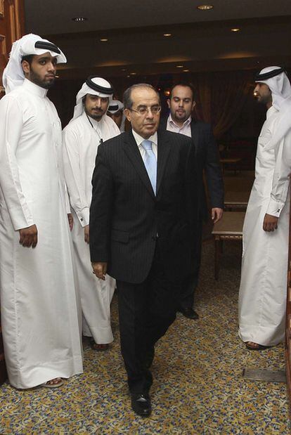 El primer ministro del Consejo Nacional de Transición libio, Mahmud Yibril, el martes en Doha.