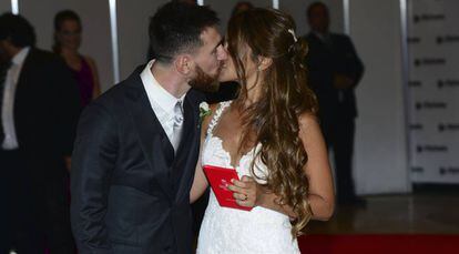 Leo Messi y Antonela Roccuzzo en su boda en Rosario, el pasado 30 de junio.