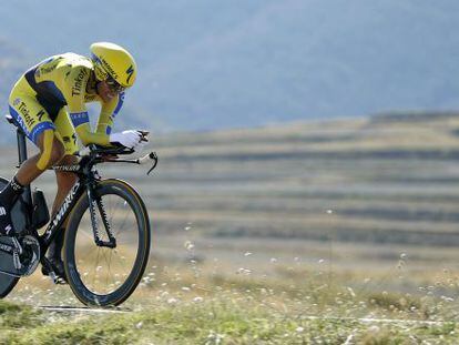 Alberto Contador, en una contrarreloj de la Vuelta Espa&ntilde;a 2014.