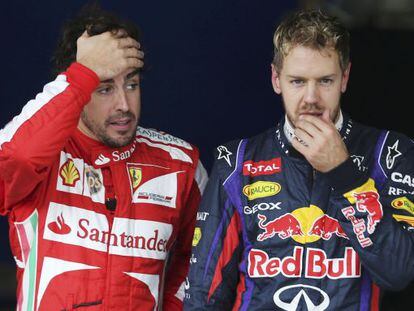Vettel junto a Alonso tras la clasificaci&oacute;n