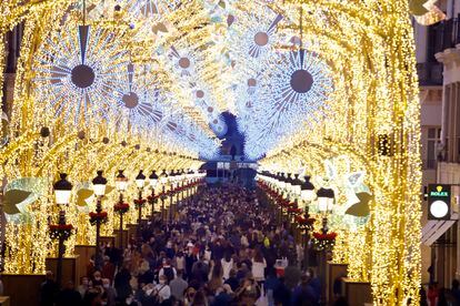 Inauguración de las luces navideñas en la céntrica calle Larios de Málaga,  el pasado día 27. 