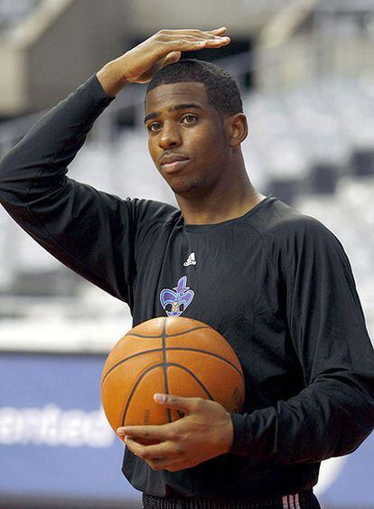 Chris Paul, durante el entrenamiento de ayer en Barcelona.