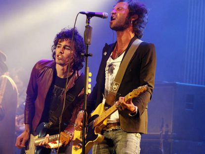 Rubén y Leiva, Pereza, durante su actuación en Las Ventas en 2008