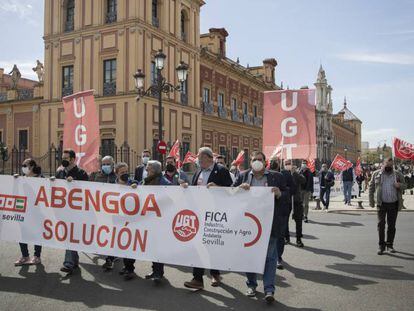 Manifestación de los trabajadores de Abengoa  en Sevilla.