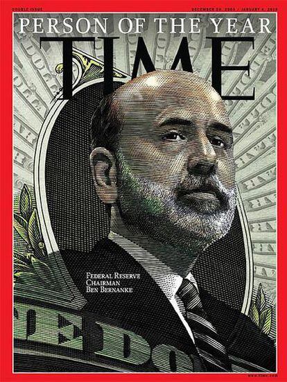 Portada de la revista Time con la imagen del presidente de la Reserva Federal, Ben Bernanke