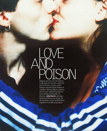 Brett Anderson y Justine Frischmann, besándose en un mítico reportaje de ‘The Guardian’ en 1993.