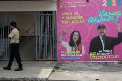 Propaganda de Rosario Murillo y Daniel Ortega en Managua.