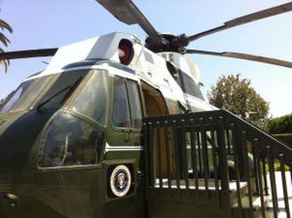 El helicóptero en el que Nixon abandonó la Casa Blanca, a pocos metros de su tumba y de la casa donde nació.