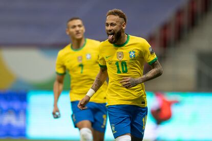 Neymar celebra su gol ante Venezuela el pasado domingo 13 de junio en Brasilia.