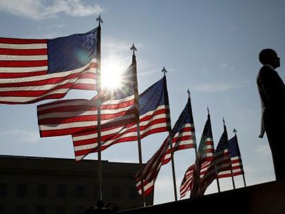 El presidente Barack Obama, durante la conmemoraci&oacute;n de los atentados del 11-S en Washington el pasado jueves. 