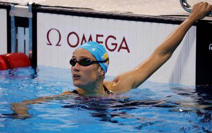 Mireia tras finalizar la final de los 800 metros libres.