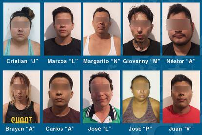 Fichas policiales de los 10 detenidos en Playa del Carmen por el asesinato de cuatro funcionarios.