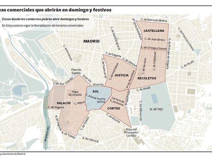 Áreas comerciales de la capital que abrirán en domingo y festivos.