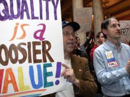 Cartel en apoyo a la comunidad LGTB en Indiana (EE UU).