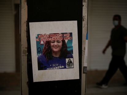Un póster a favor de la liberación de Susana Prieto, en Ciudad Juárez.