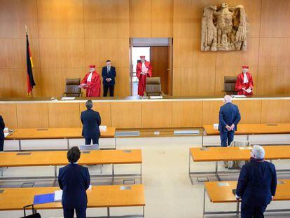El Tribunal Constitucional alemán, en Karlsruhe, el 5 de mayo, durante el pronunciamiento sobre la compra de bonos del BCE.